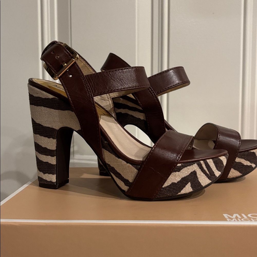 Michael Kors Brown Zebra Print Platform Heels